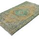 Vintage Turkish Carpet Floral Medallion Beige Green 280 x 166 cm