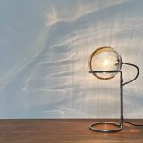 German table lamp from the mid-century space age, glass and chrome, 1960s.