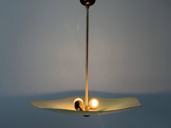 Suspension Art Deco en verre pentagonal vert, années 1940, Allemagne