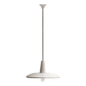 Ensemble de lampes suspendues industrielles de l'école belge, années 1950.