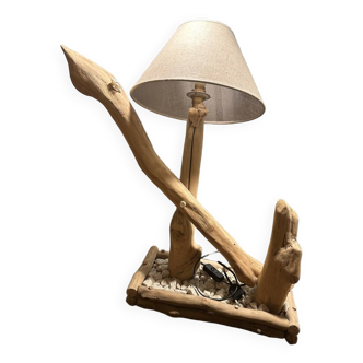 Lampe artisanale bois floté