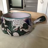 Vintage fondue pot and dish