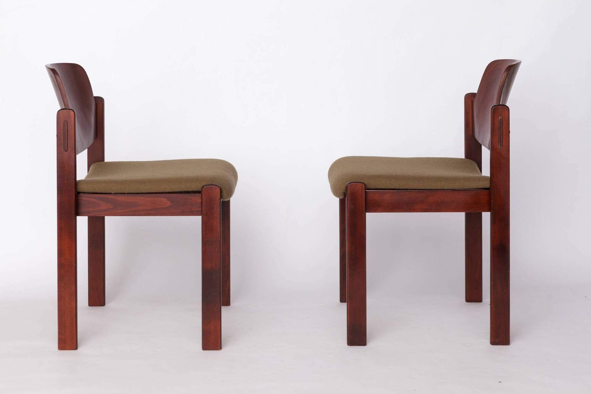 1 of 9 Vintage Lübke Stacking Chair, 1970s German Design, Dark Beech Wood