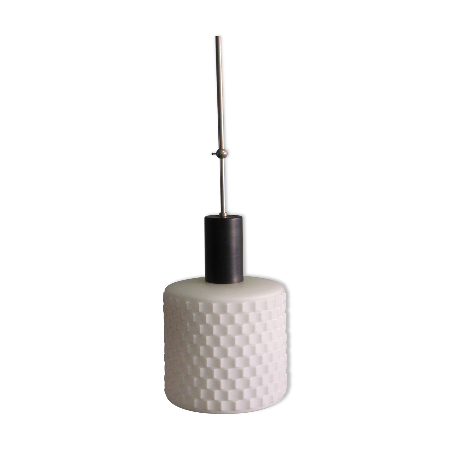 Art-Deco pendant lamp with white frosted glass lampshade from the 1930