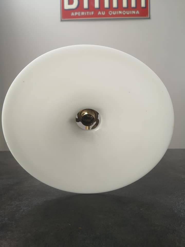 Old white opaline wall lamp with art deco porcelain foot 1930