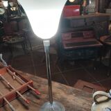 Mazda 1930 lamp in chromed metal and opaque glass