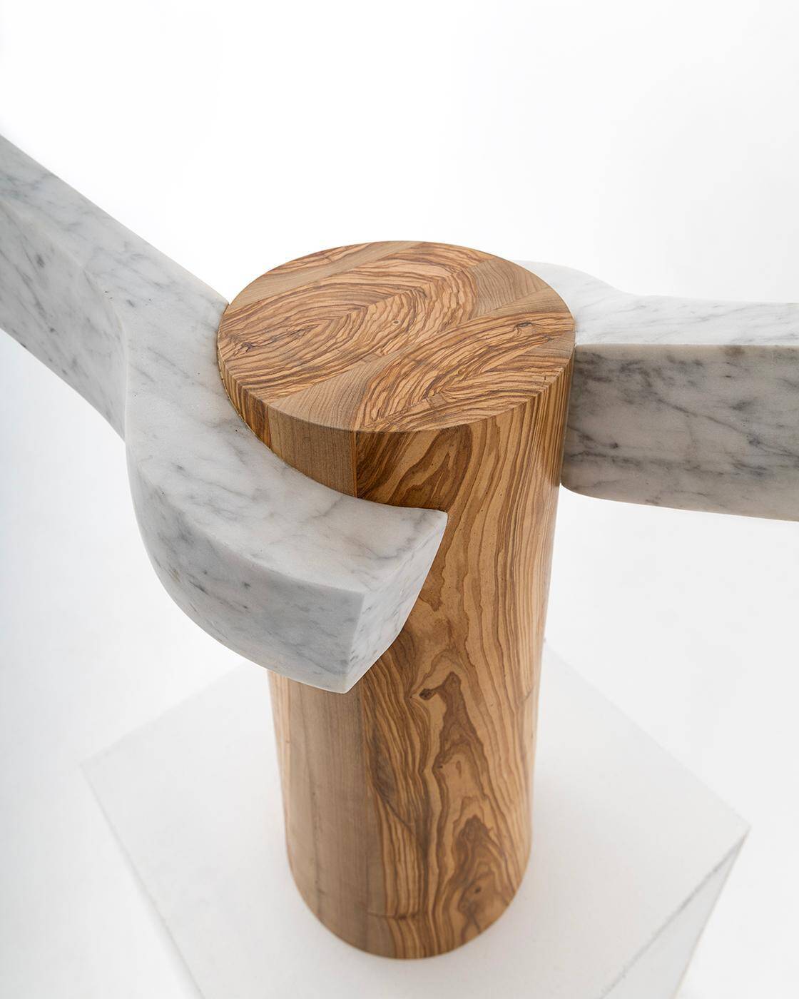 Sculptural Lamp Designed by Carlos Aucejo, made of Marble and Wood.