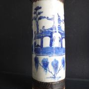 Former Chinese roll vase nanjing China white blue porcelain Qing XIX brand