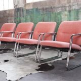 Chrome armchair with Knoll textile, 1980s