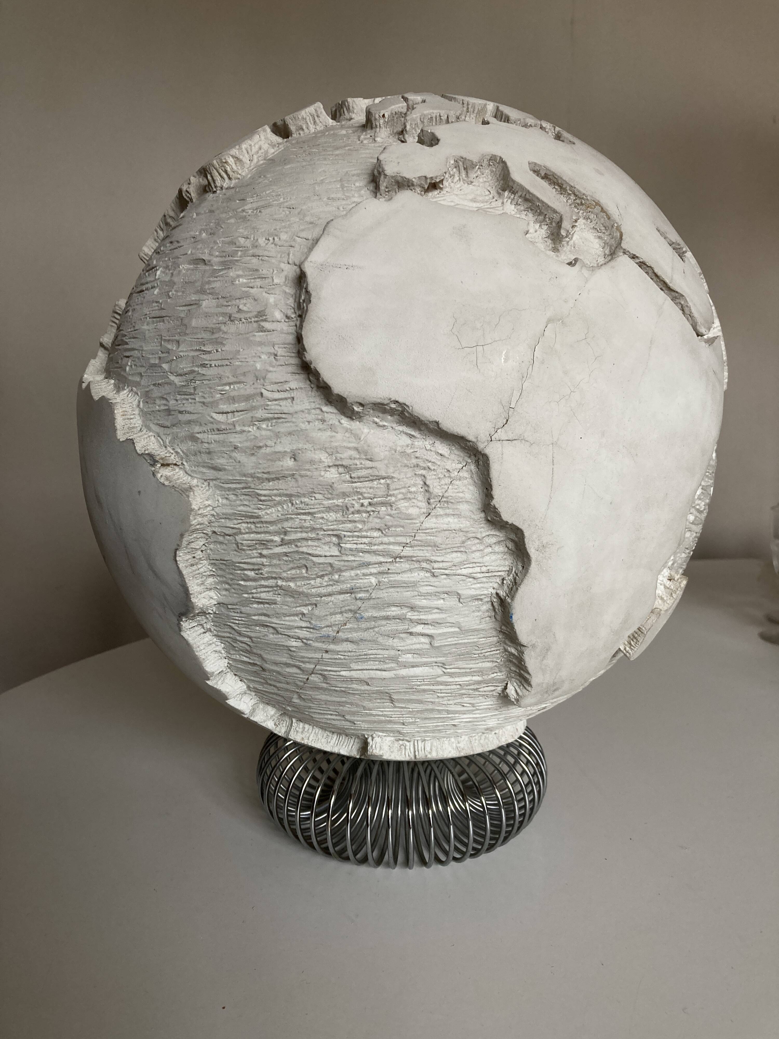 Space Age plaster globe in relief 1960 XXL