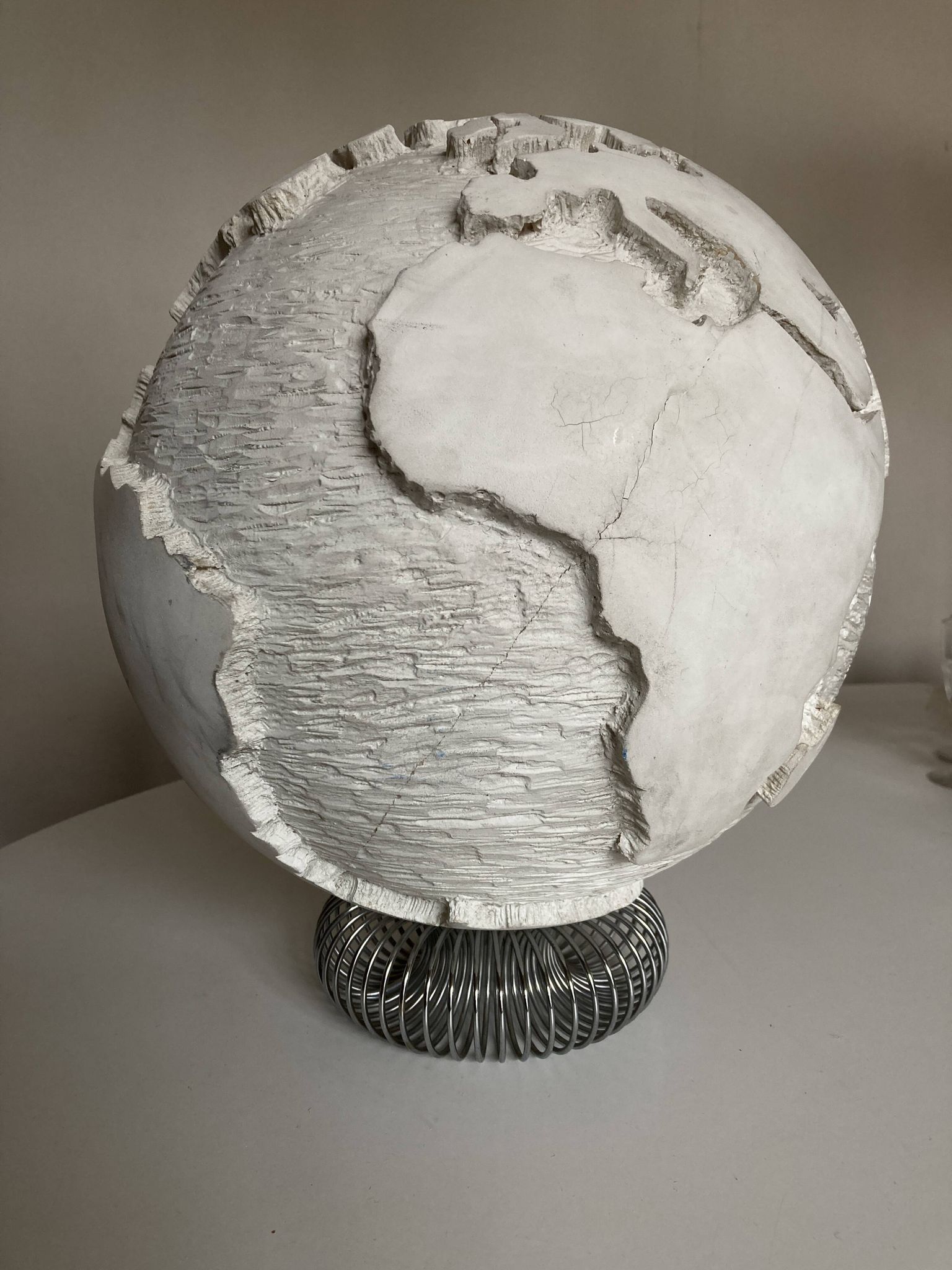 Space Age plaster globe in relief 1960 XXL