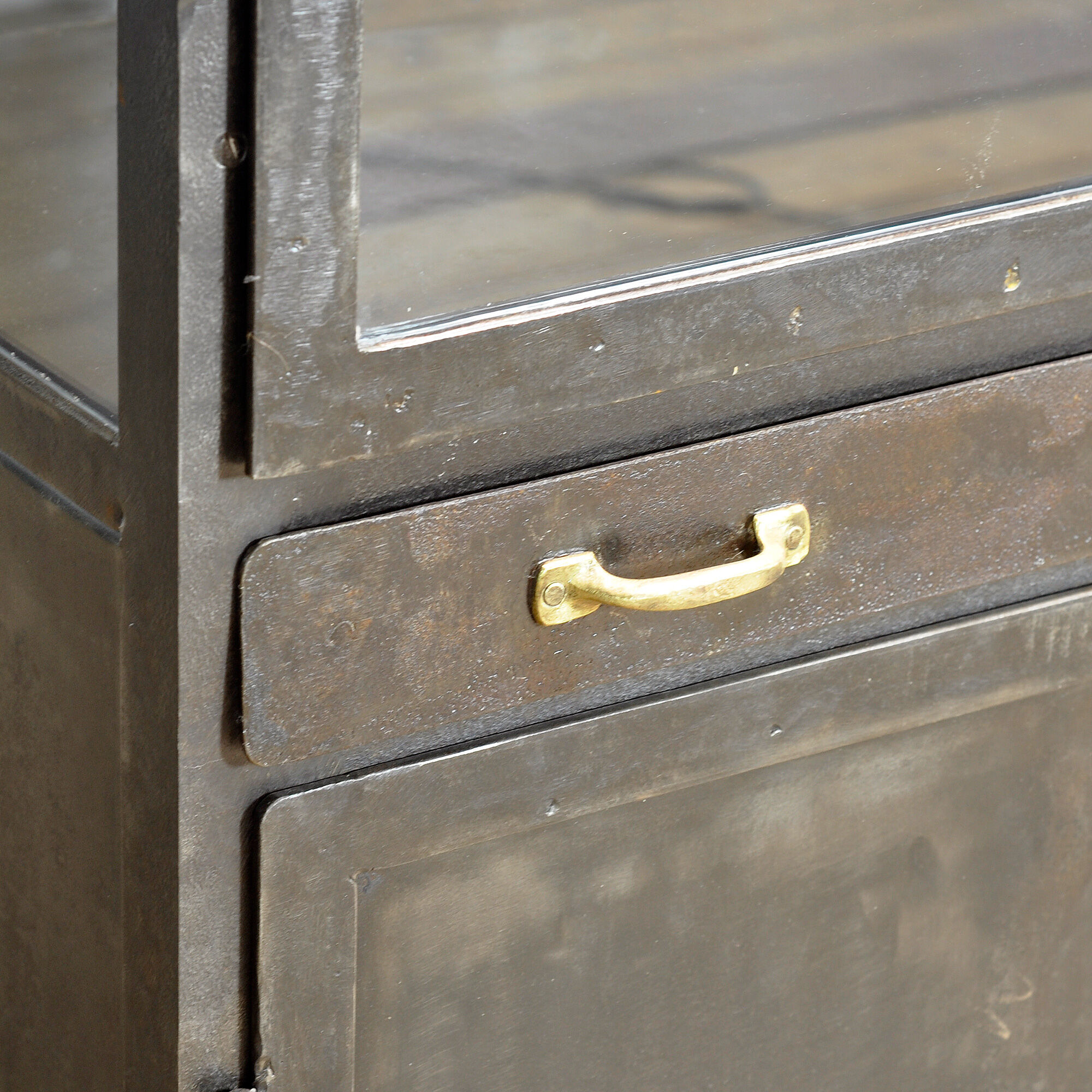Polished iron medical cabinet, 1950s