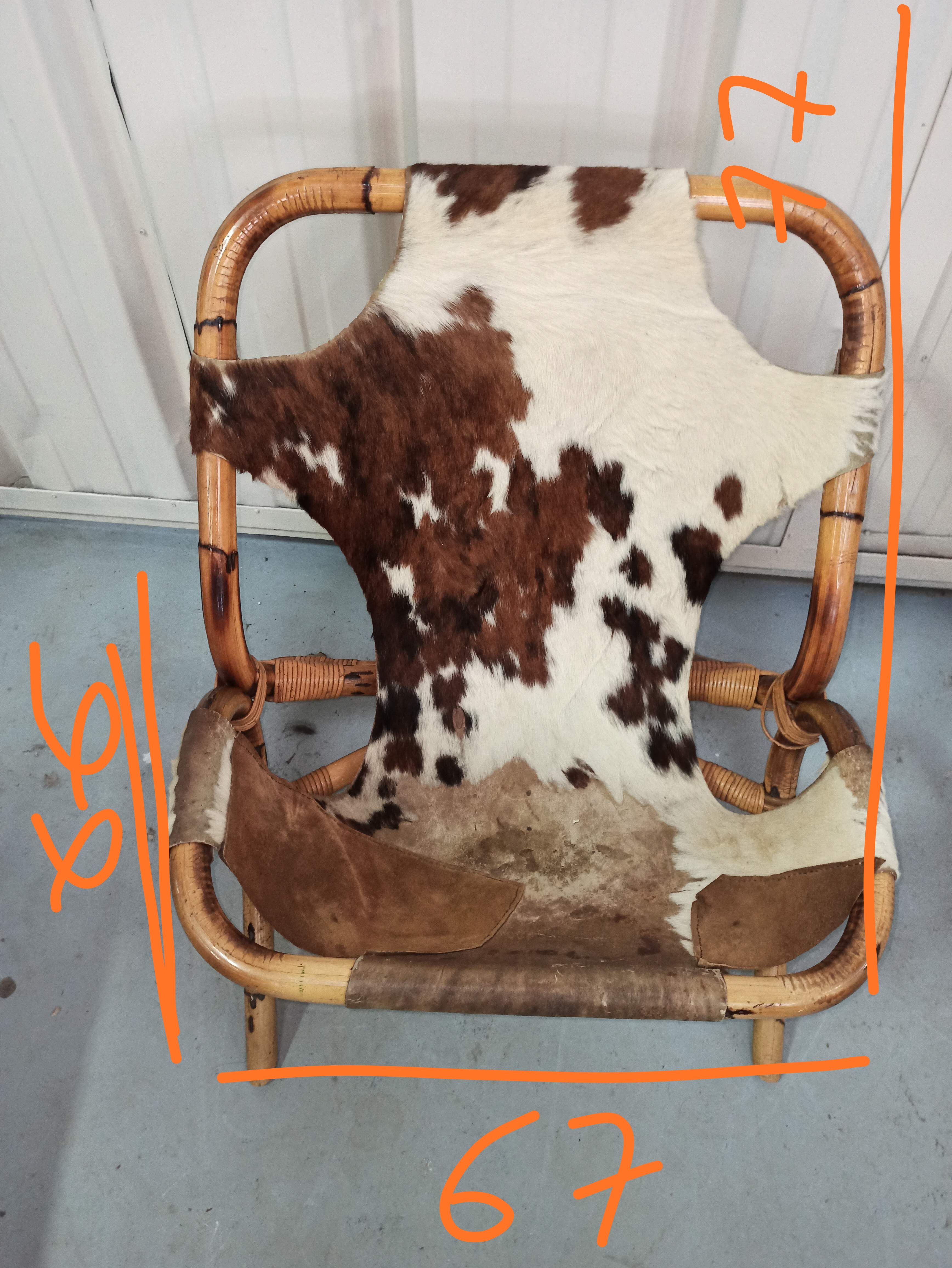 Pair of armchairs bamboo leather skin rohé noordwolde