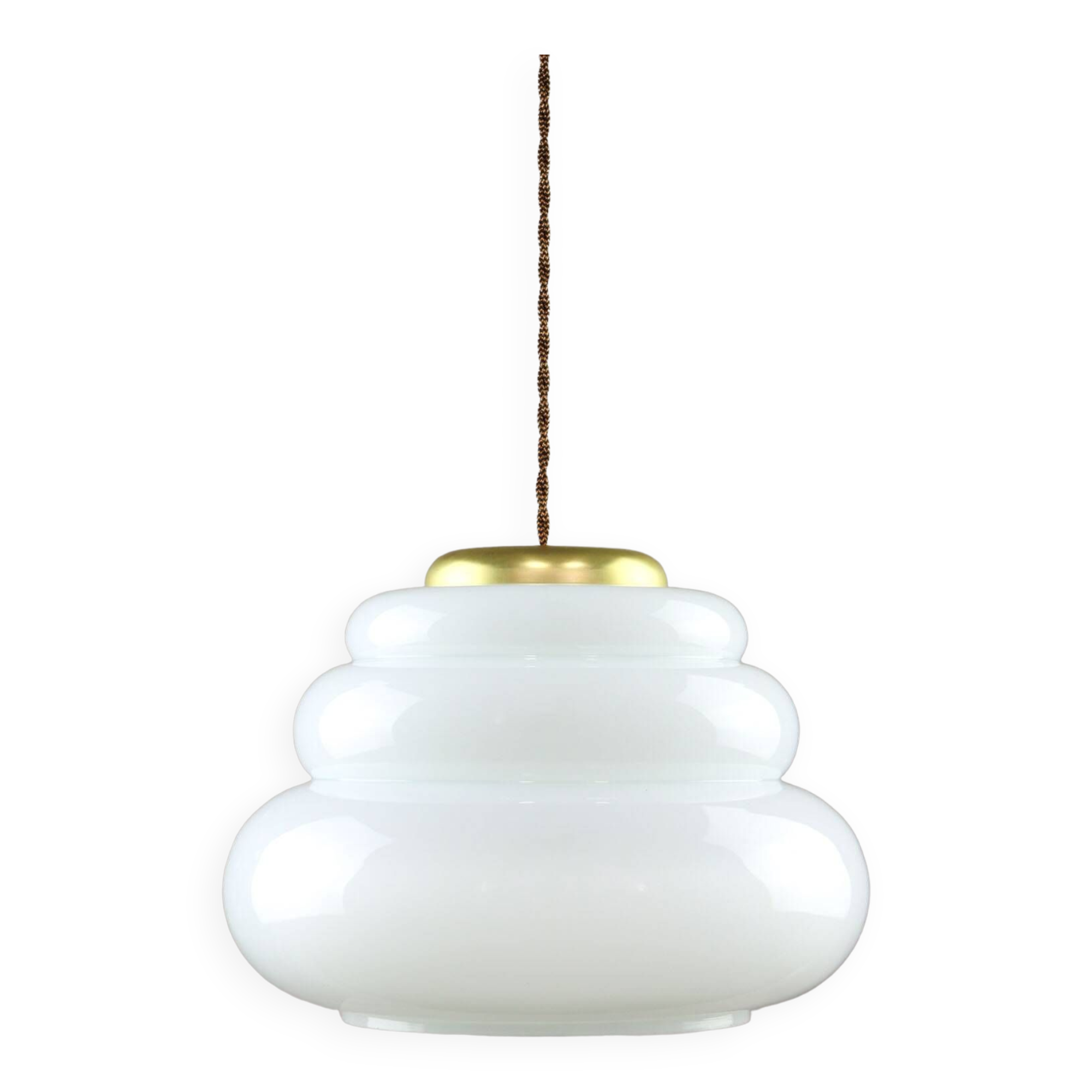 Mid-century italian brass and opaline cloud pendant lamp