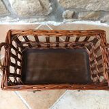 Small wicker wheeled cart