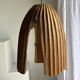 Large suspension or lampshade in organic natural teak, tubular H40 D30.