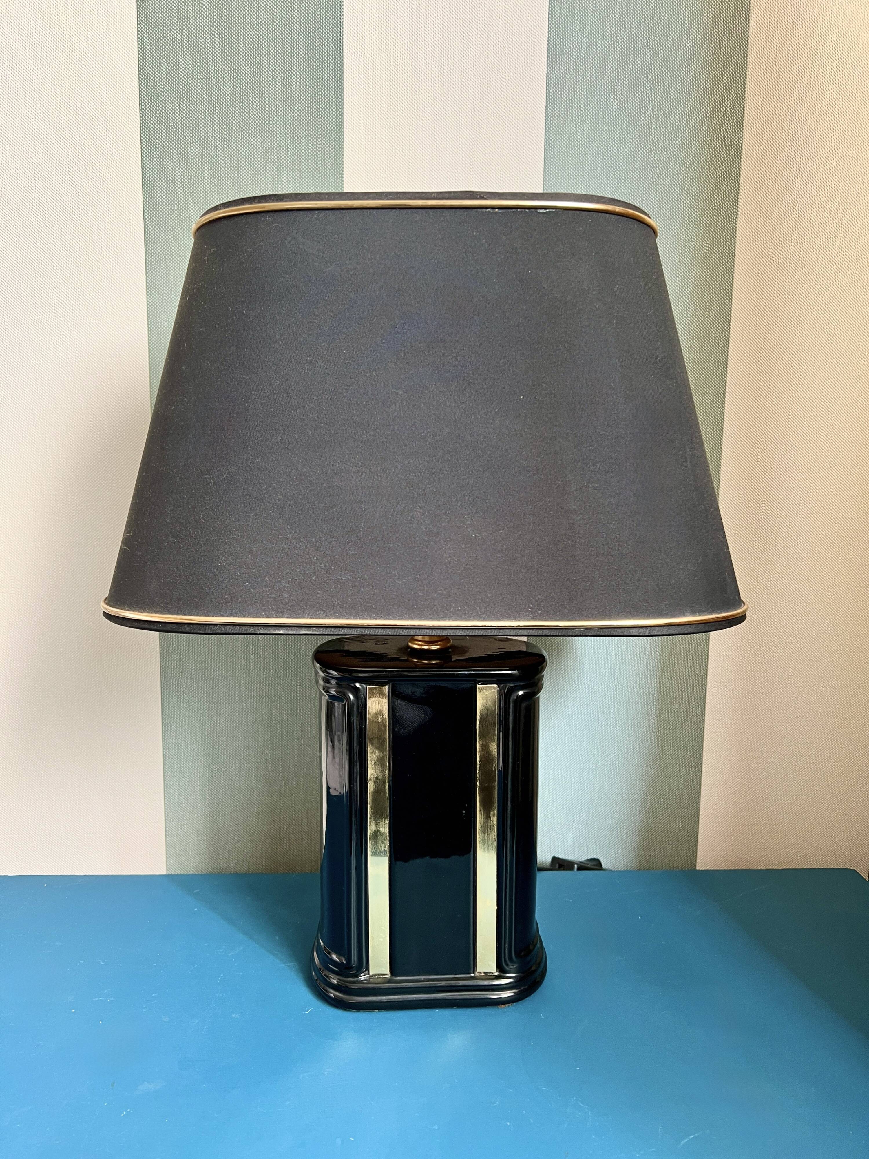 Vintage black & gold ceramic table lamp