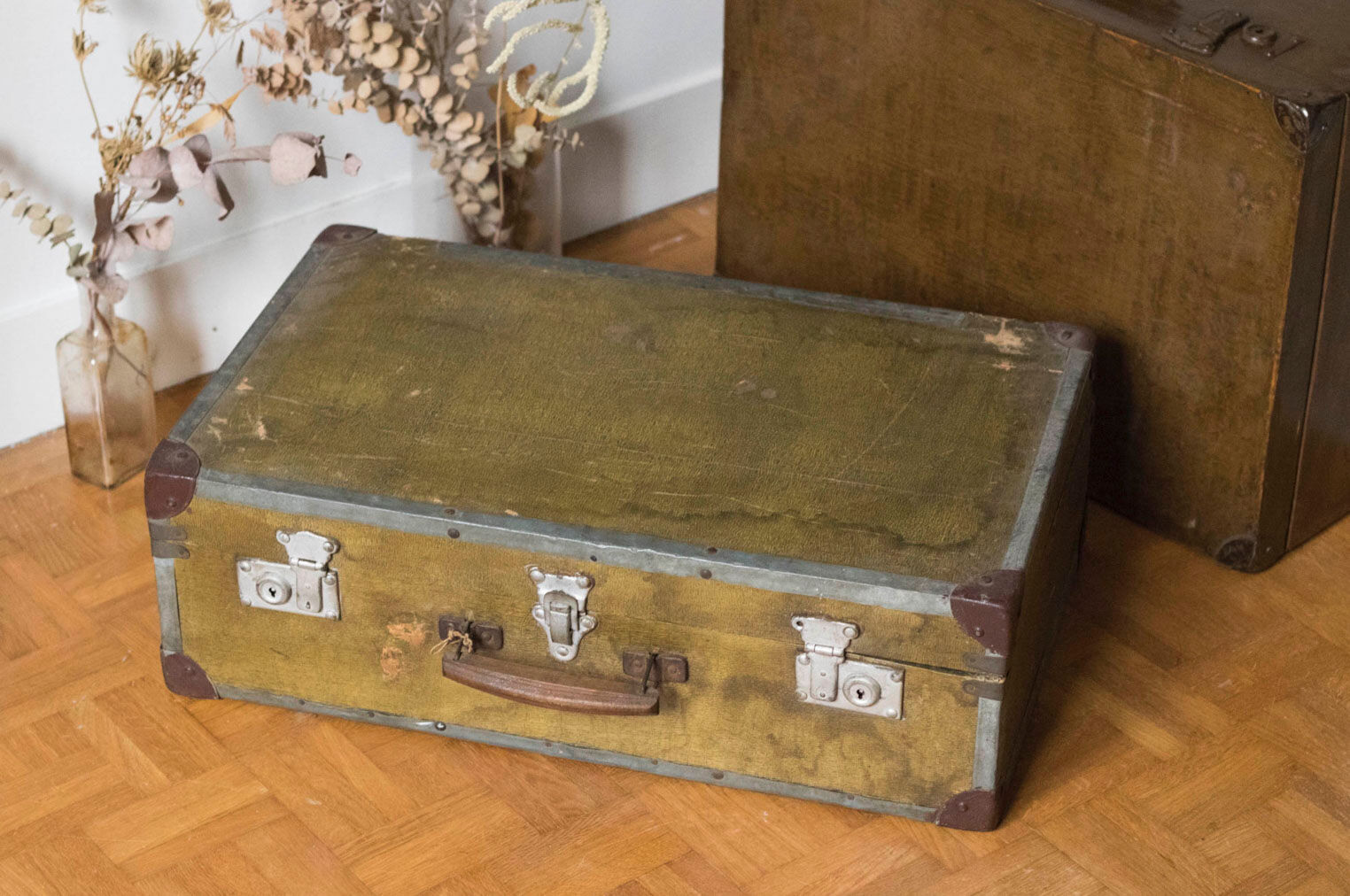 Antique suitcase - vintage travel trunk