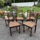 Set of 5 Henri II style chairs – turned wood and cane