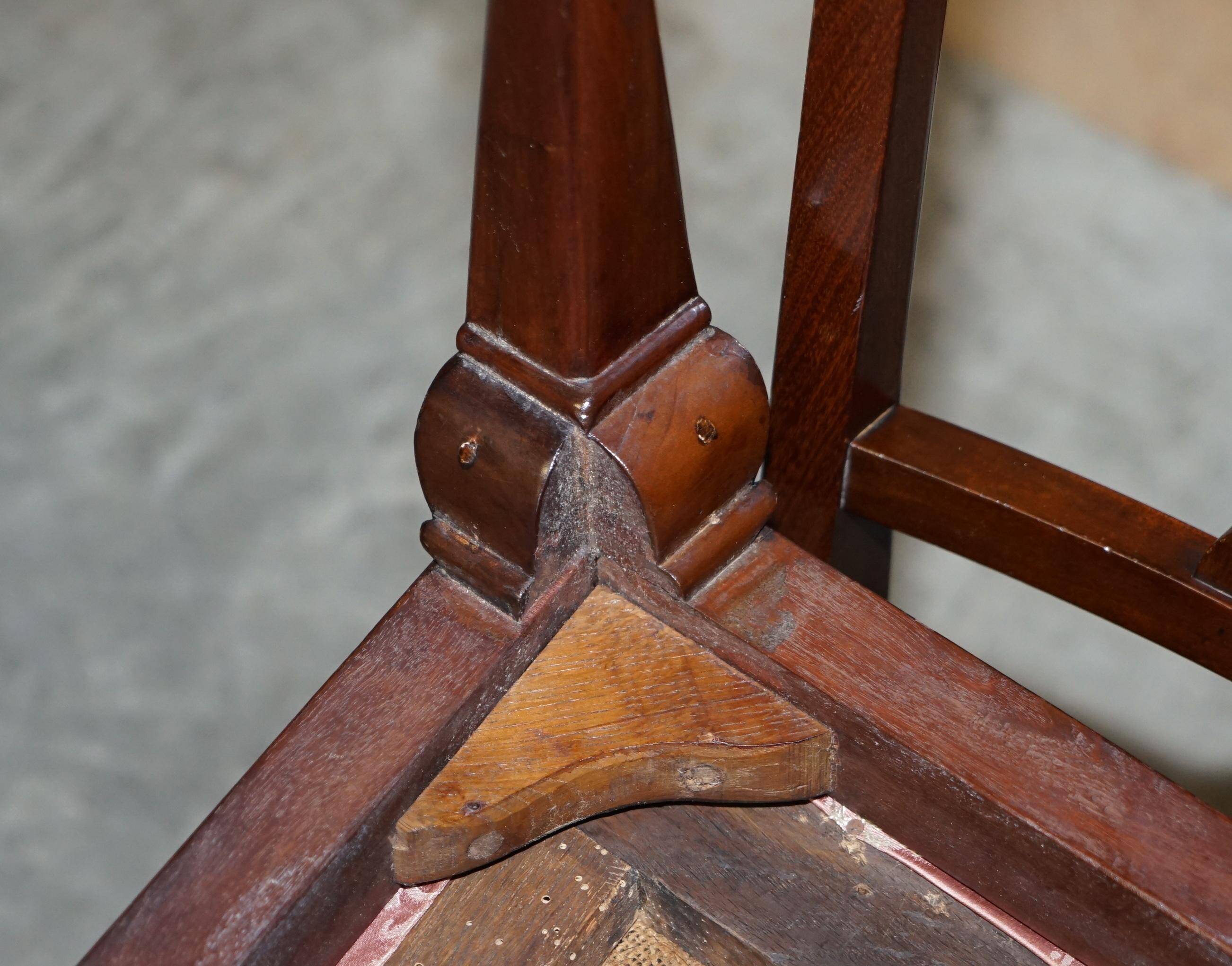 Paire de chaises anglaises anciennes en bois dur avec pieds sculptés en patte de lion