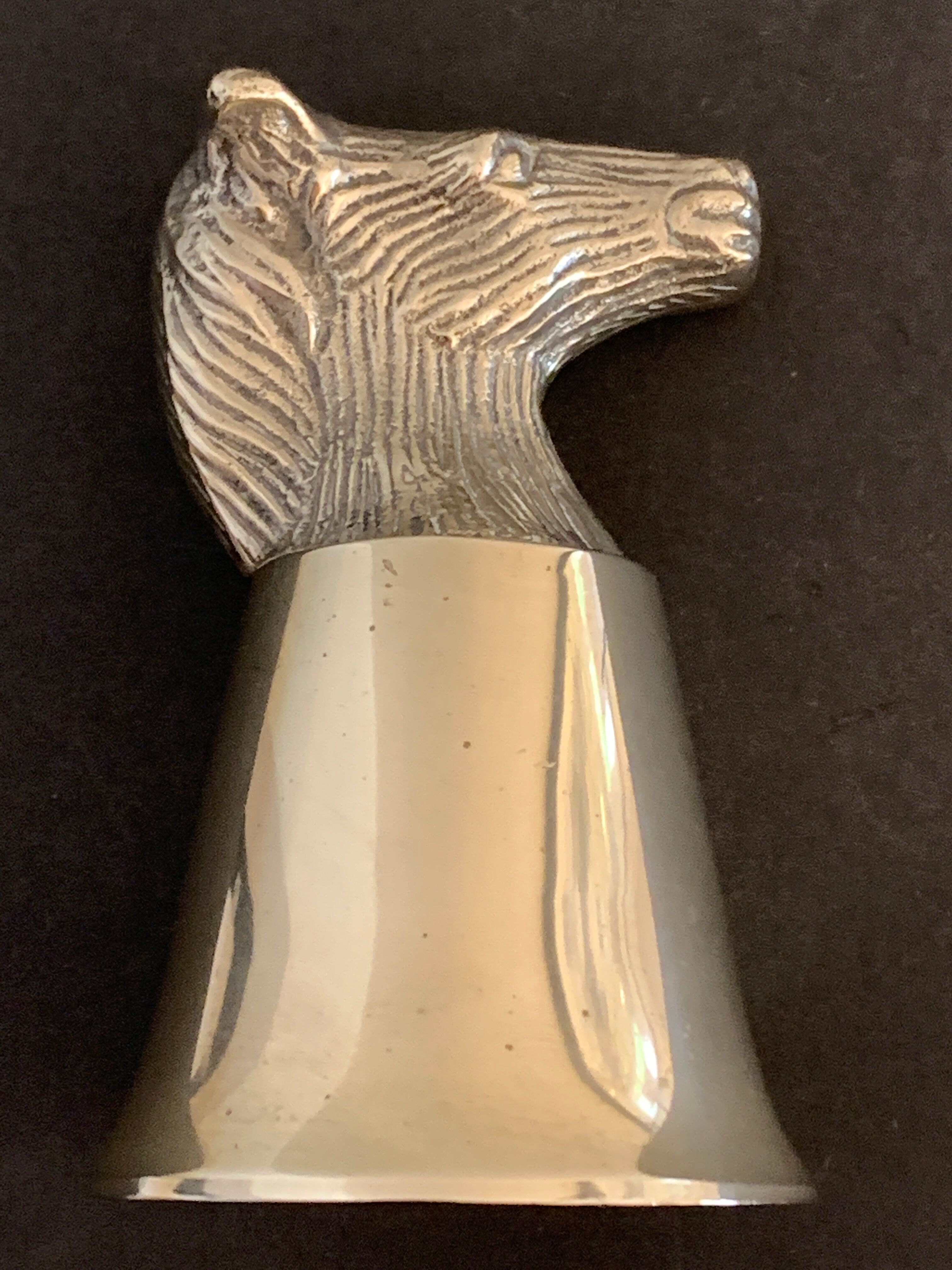 Glass or stirrup cup Gucci horse metal silver