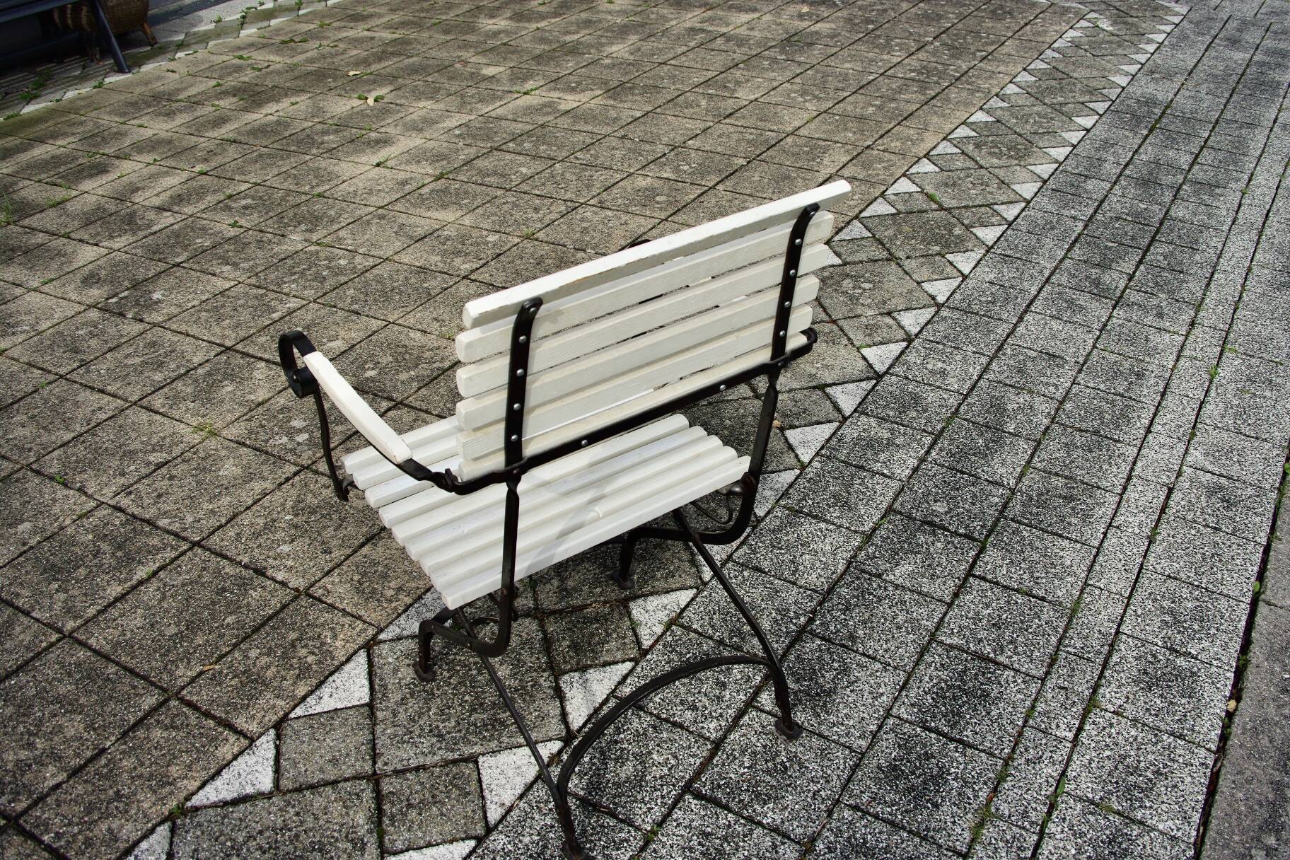 Vintage wrought iron folding garden armchair 1930