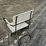 Vintage wrought iron folding garden armchair 1930