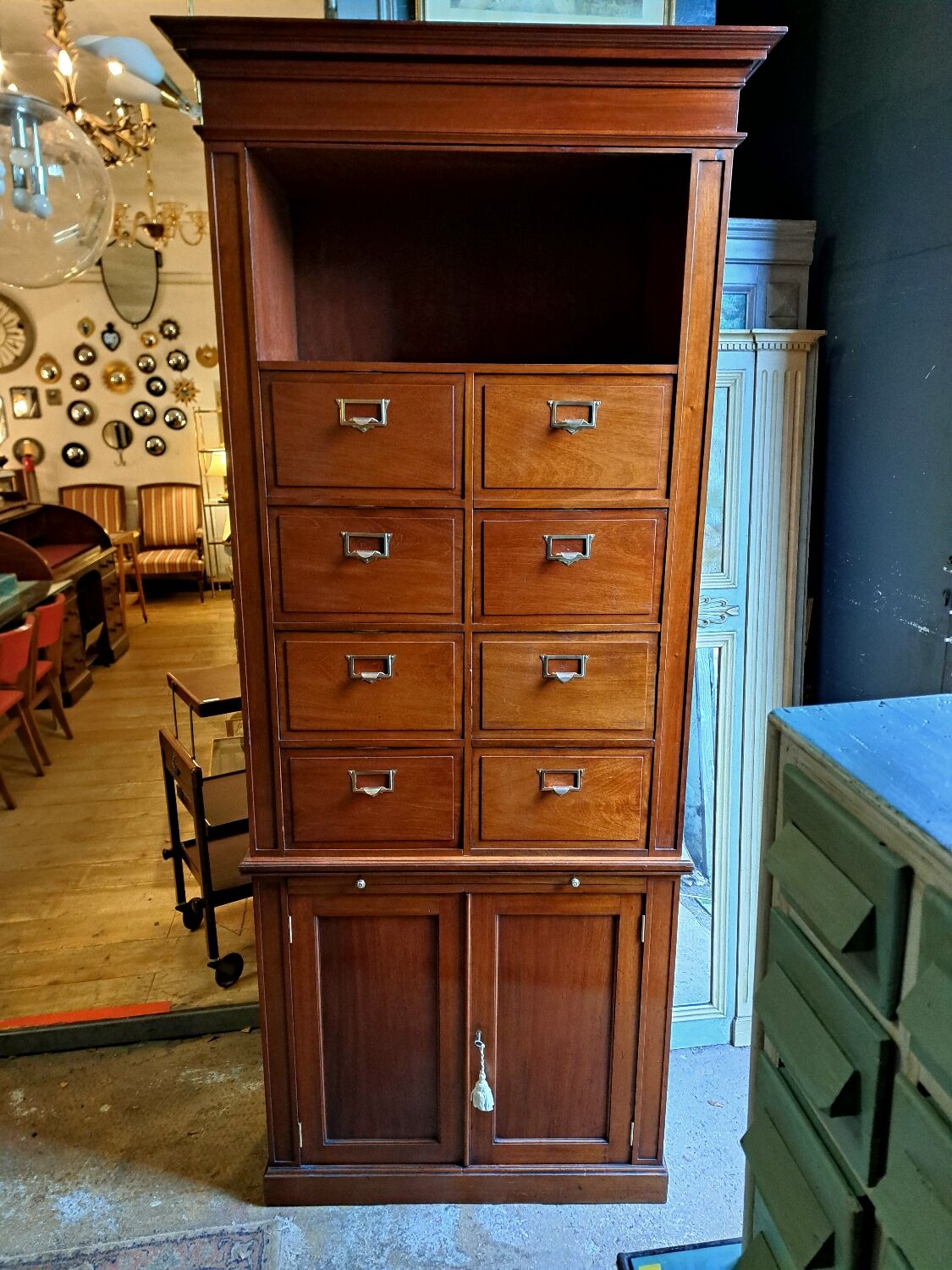 Mahogany notary desk with flaps