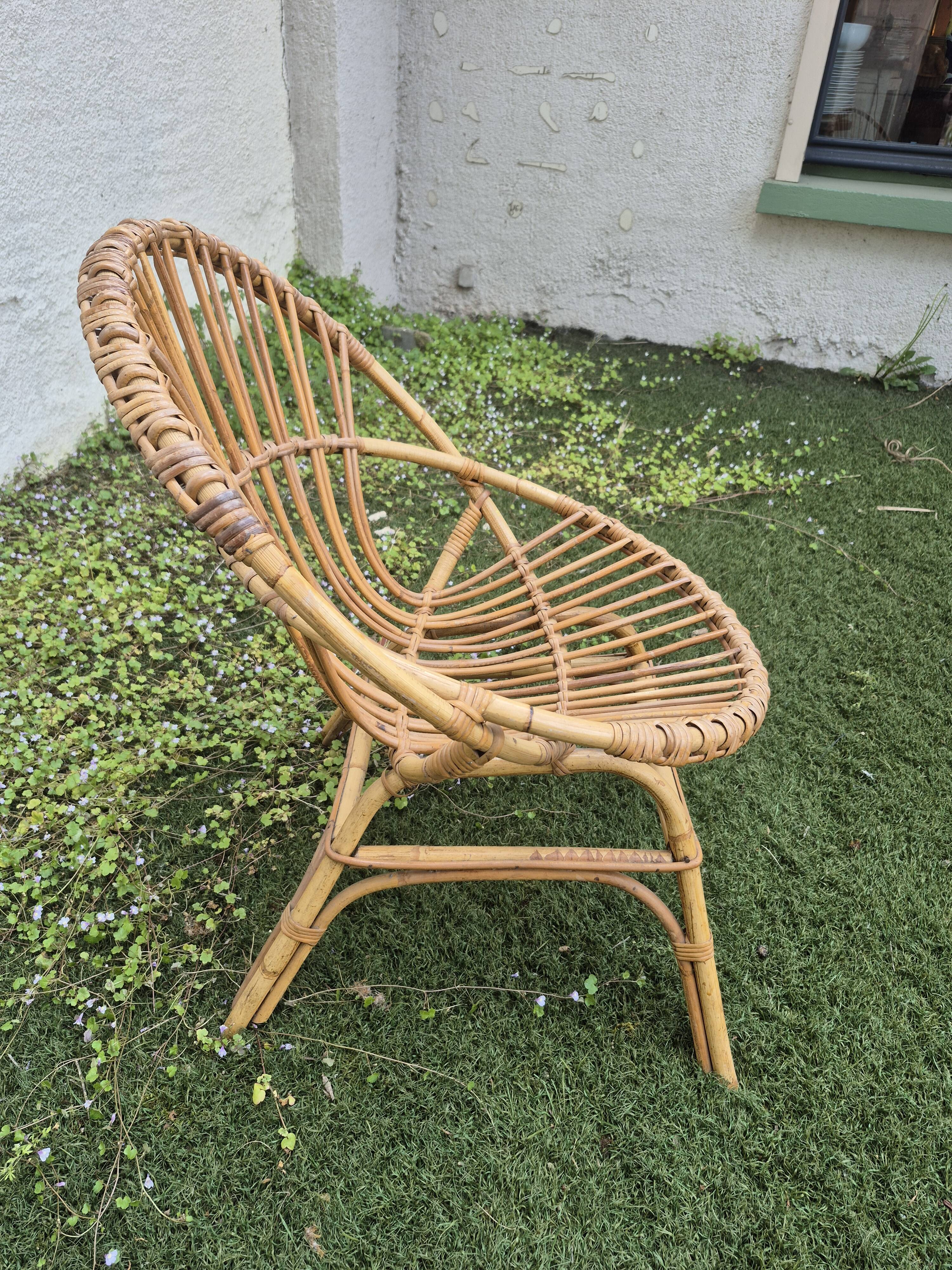 Small rattan armchair from the 60s