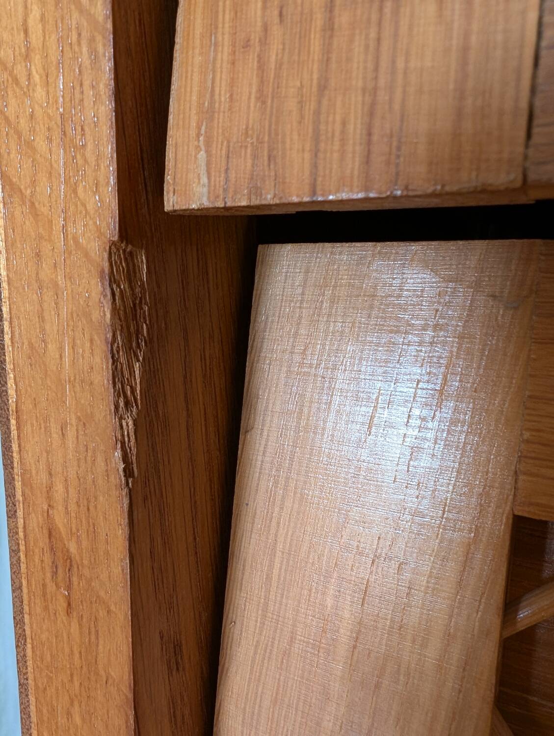 Vintage oak and rattan chiffonier