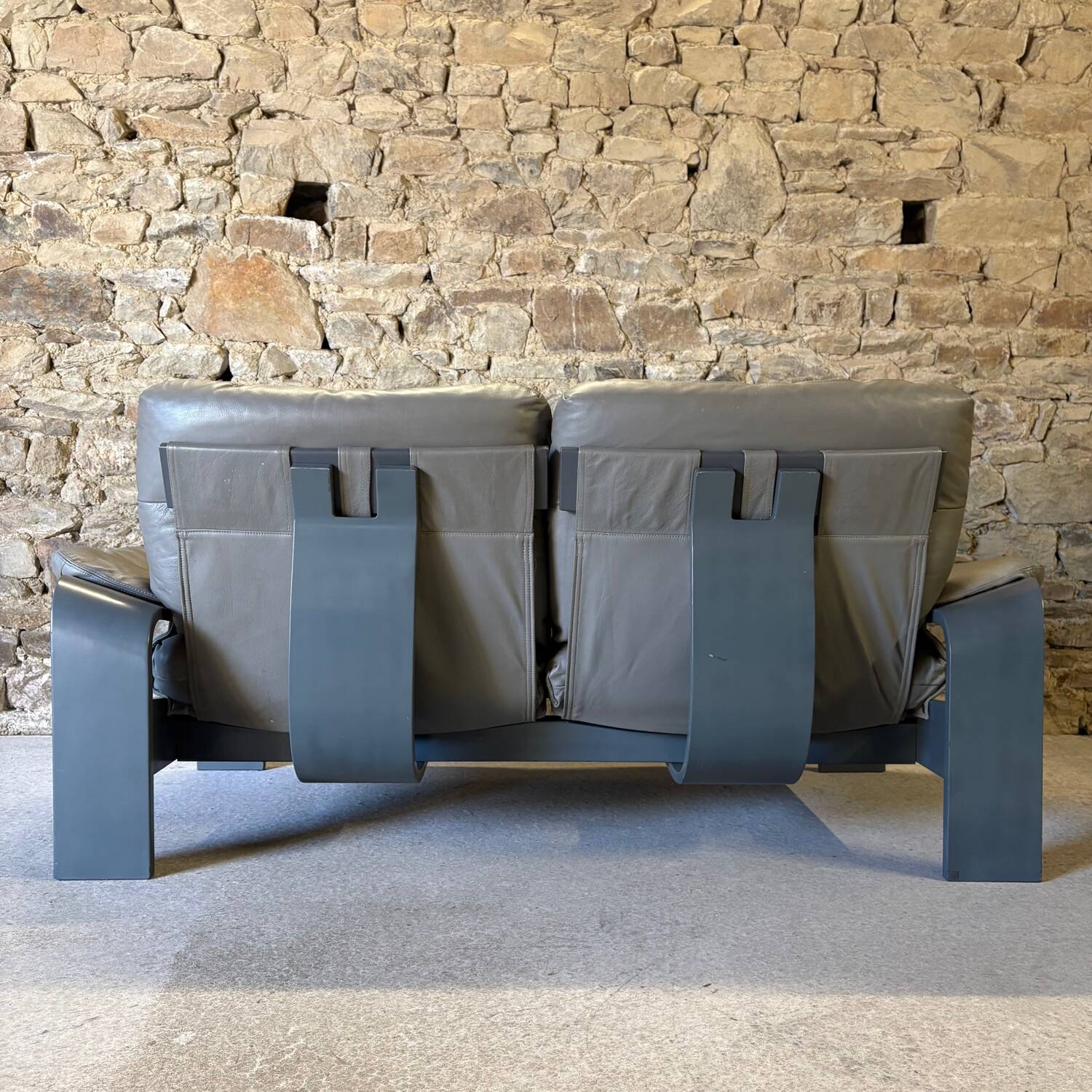Canapé cuir 2 places Panda par Ake Fribyter pour Nelo Sweden, 1970