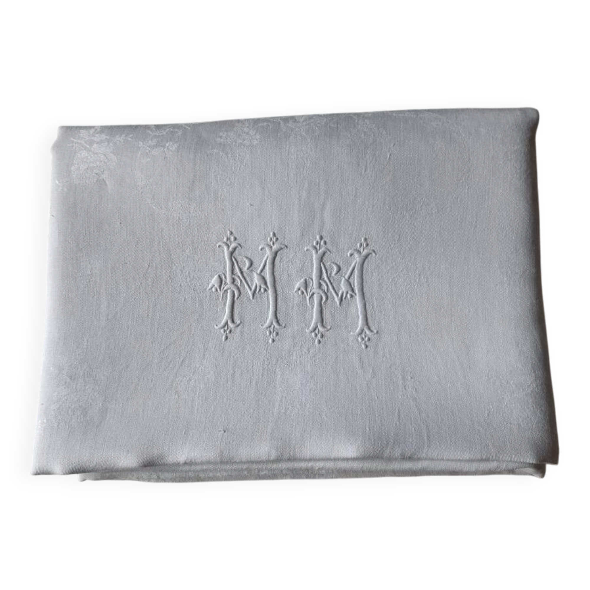 Old damask tablecloth monogrammed mm