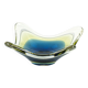 Art glass platter with organic form in blue and yellow, Europe, 1970s