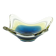 Art glass platter with organic form in blue and yellow, Europe, 1970s