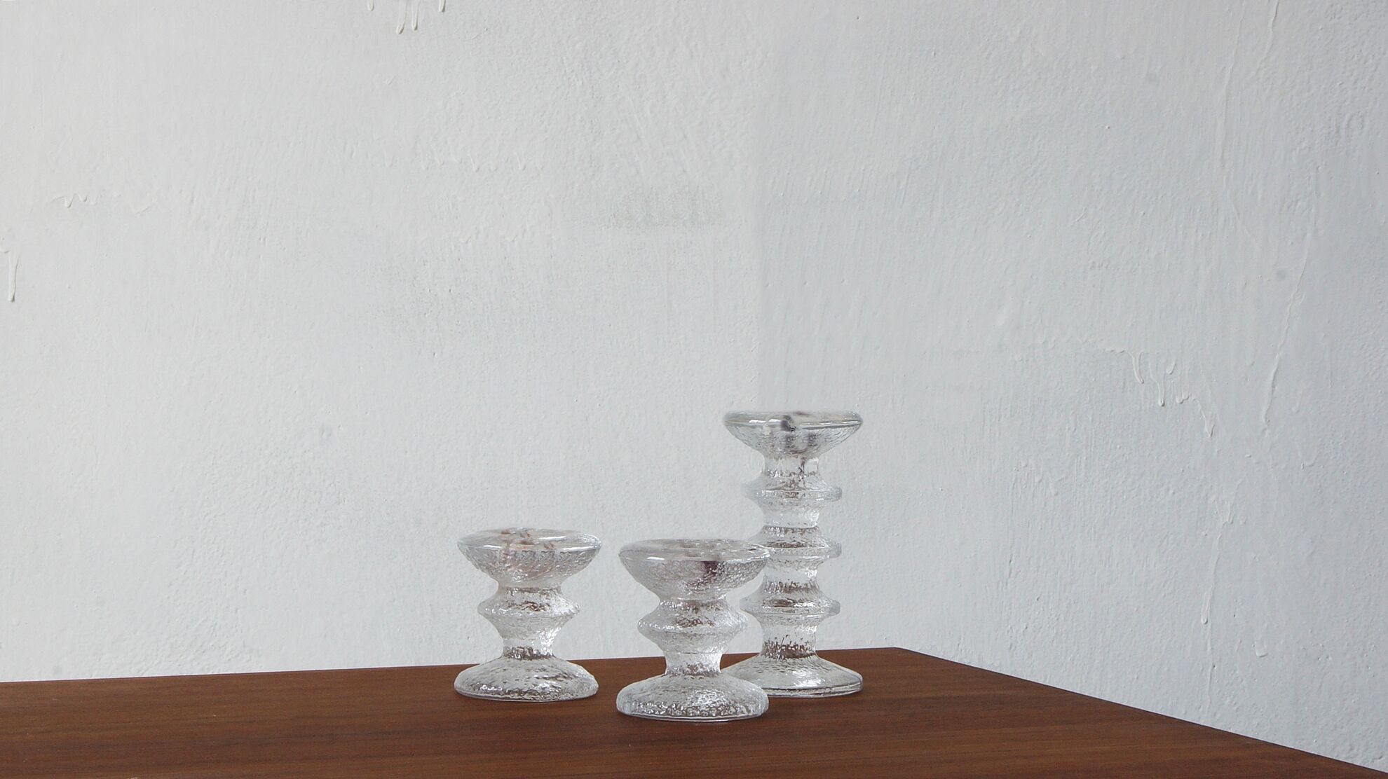 Vintage candlesticks in glass by timo sarpaneva for iittala, 1960s, set of 3