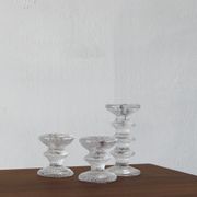 Vintage candlesticks in glass by timo sarpaneva for iittala, 1960s, set of 3