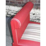 Meridienne vintage bench seat years 50 60 skai Red