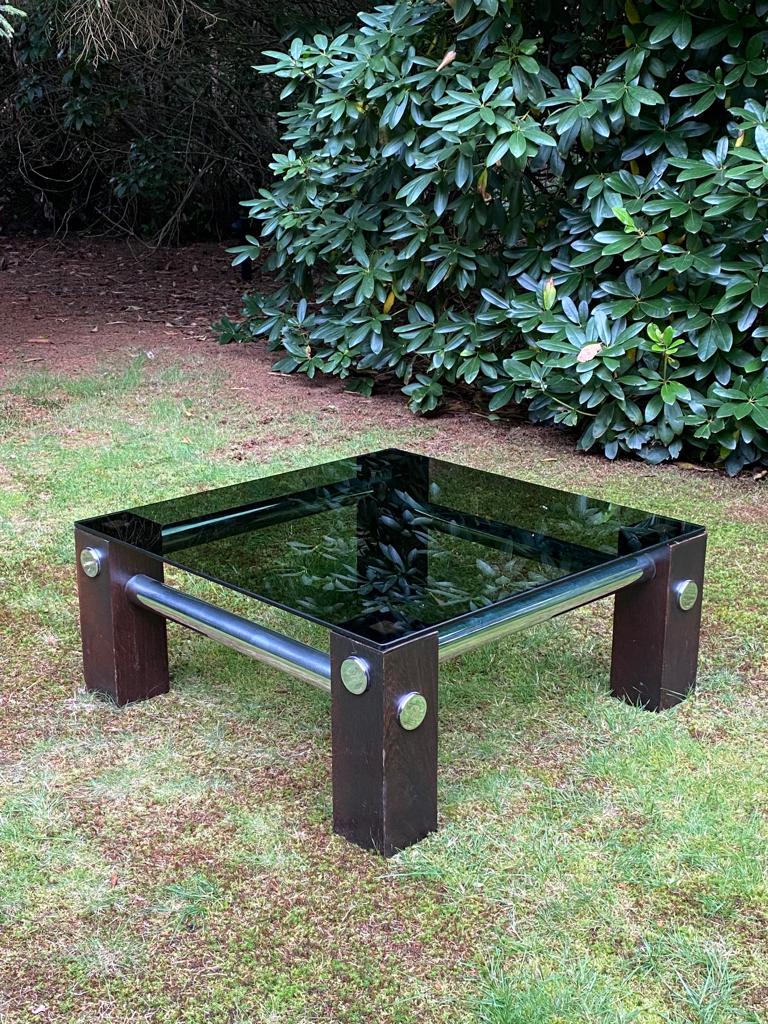 Wengé and Smoked Glass Coffee Table By Martin Visser For Spectrum Ca. 1970s