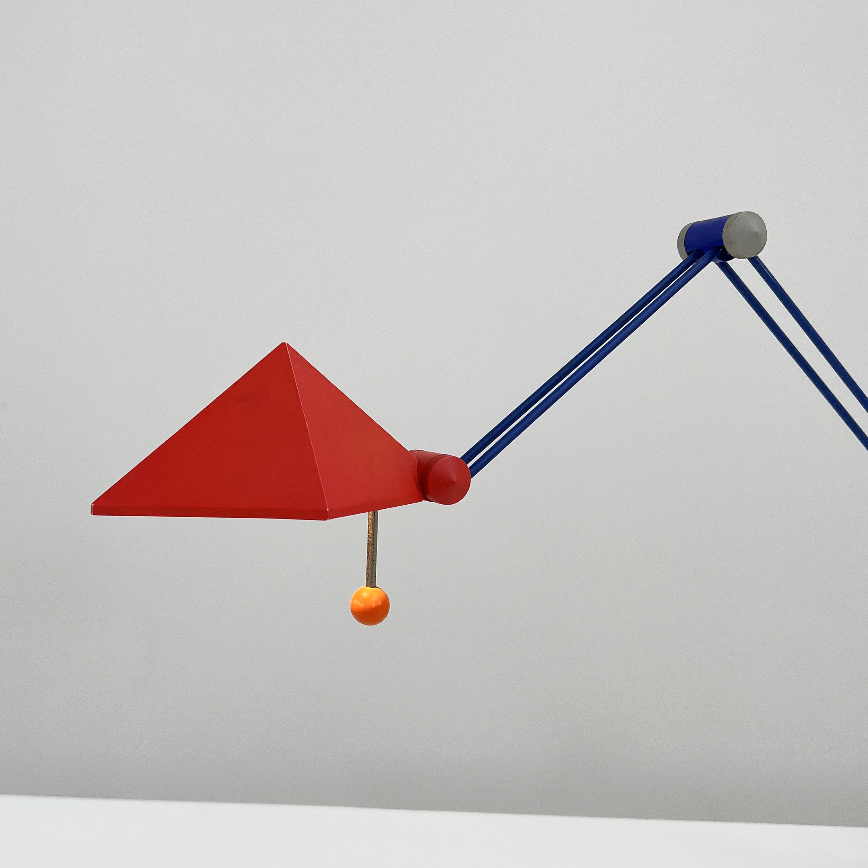 Red desk lamp by lungean & pellmann for brilliant leuchten germany, 1980