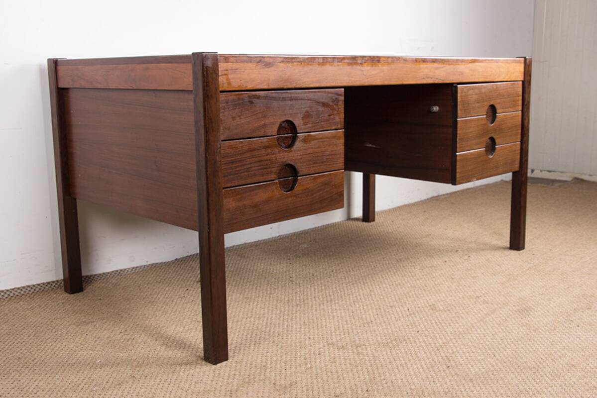 Large Danish Rosewood Executive Desk by Christian Linneberg 1960