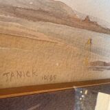 Watercolor signed Janick Laguitton – numbered 10/95 – Seascape