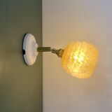 Vintage globe wall light in pink Clichy glass