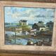 Oil on canvas, seaport scene