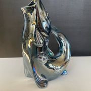 Vintage iridescent porcelain fish dish