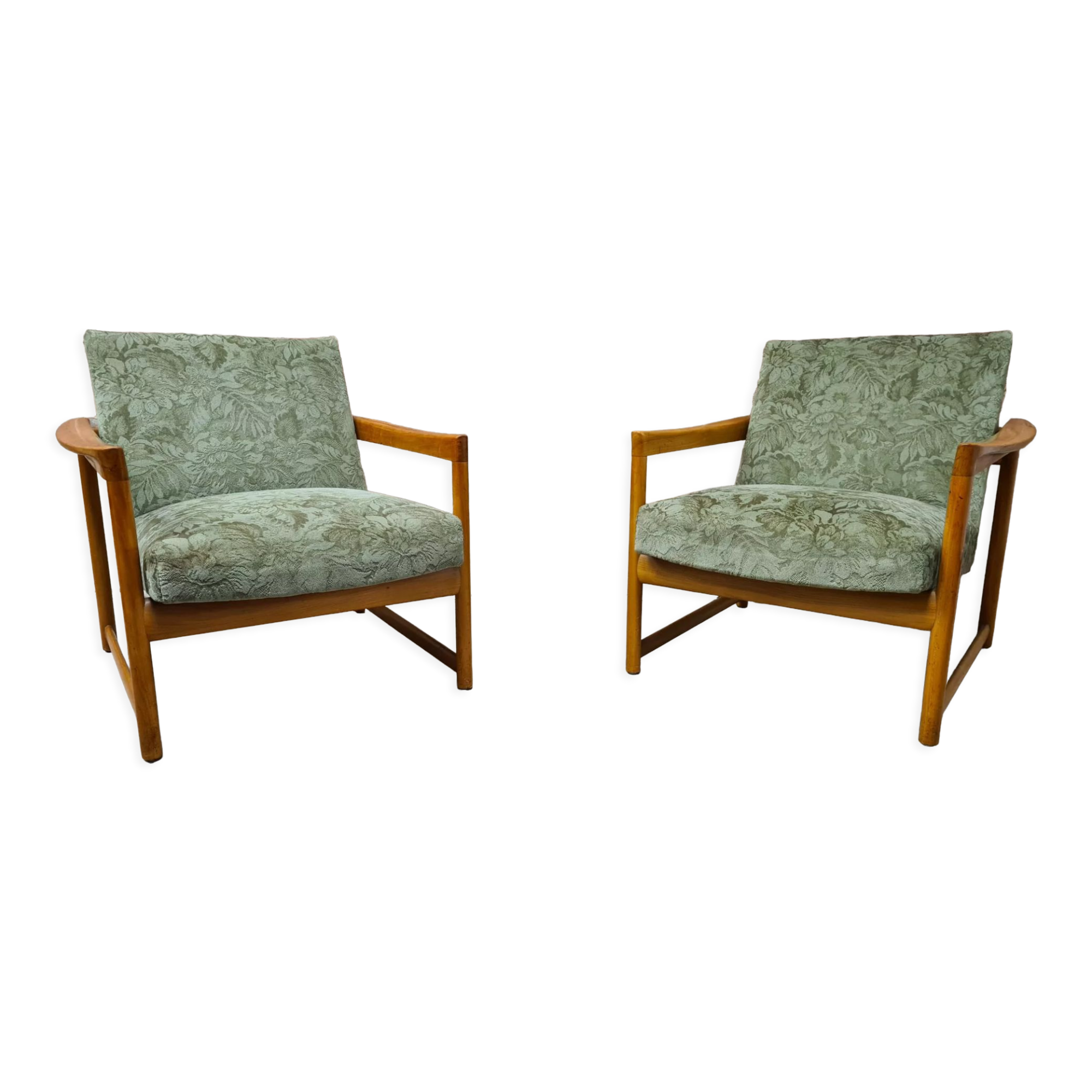 Pair of Scandinavian design armchairs teak 1960