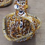 Pair of honey-colored Fat Lava ceramic candle holders