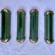 4 porte-couteaux vintage style Art Déco, émail vert émeraude et or