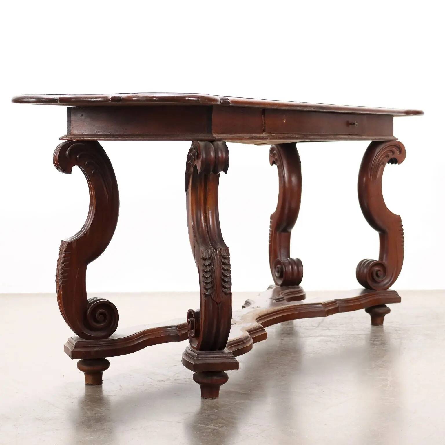 Antique poplar desk with a small drawer, Italy, early 20th century.