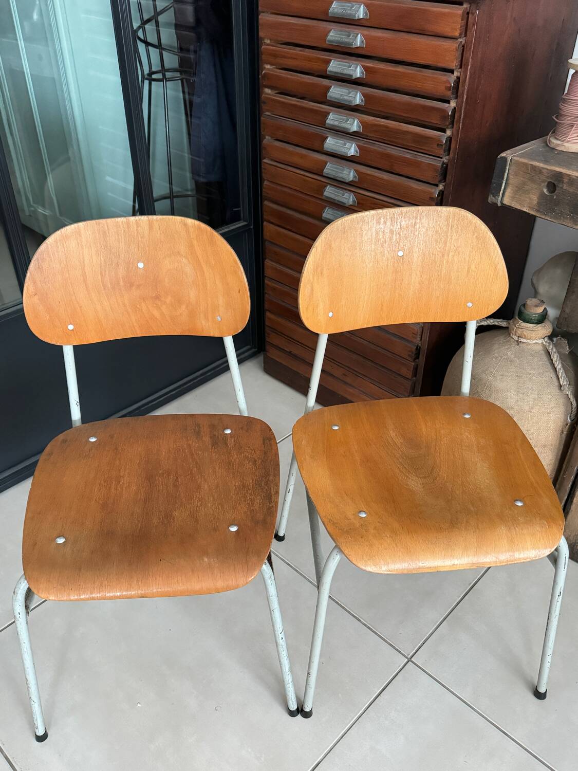 Old vintage adult school chair