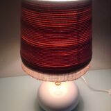 White ceramic ball lamp and beige wool lampshade / 70s